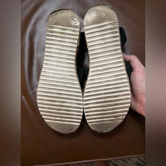 Steve Madden Kimmie black stretchy sandals platform rattan shoes size 7.5 - Picture 7 of 8